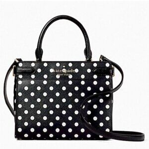 Kate Spade Leather Polka Dot Satchel Medium Staci Preppy Feminine Neutral Mod